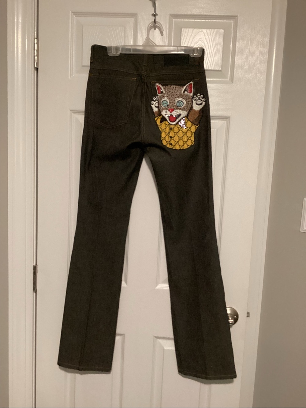 Gucci light black Jeans with Embroidered Cat on Pocket